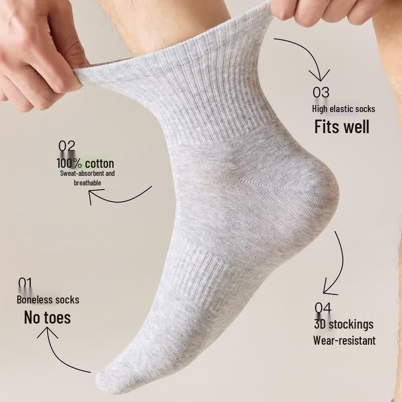 UNRSTND Men's Anti-Odor Cotton Mid-Calf Socks (5-Pack)