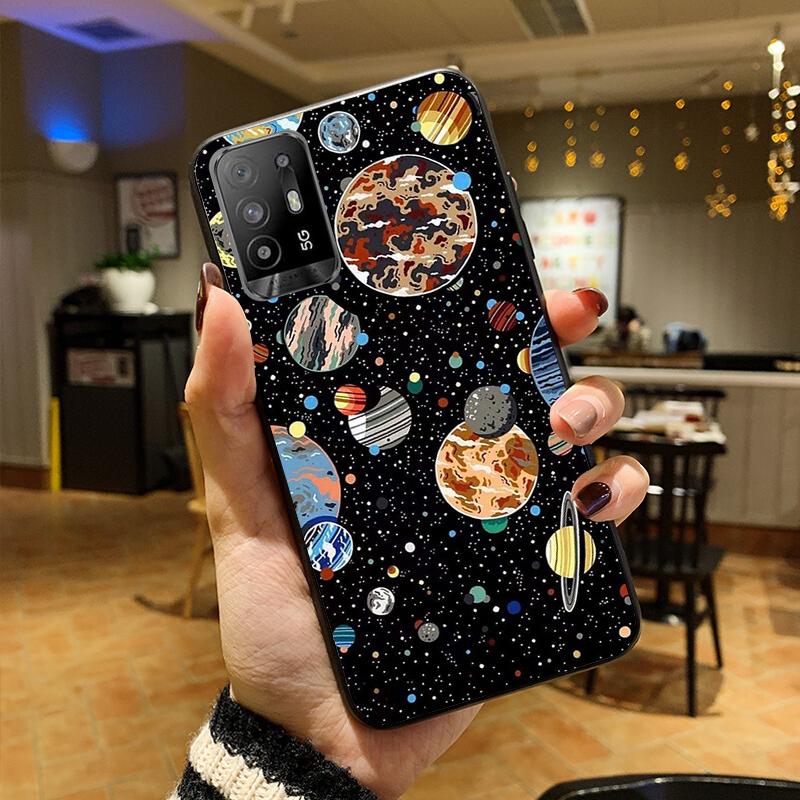 Moon Stars Space Astronaut Phone Case for OPPO A54 A74 A94 A53S A9 A5 A15 A16 A91 A96 A76 Reno8 8Pro Reno2 Z
