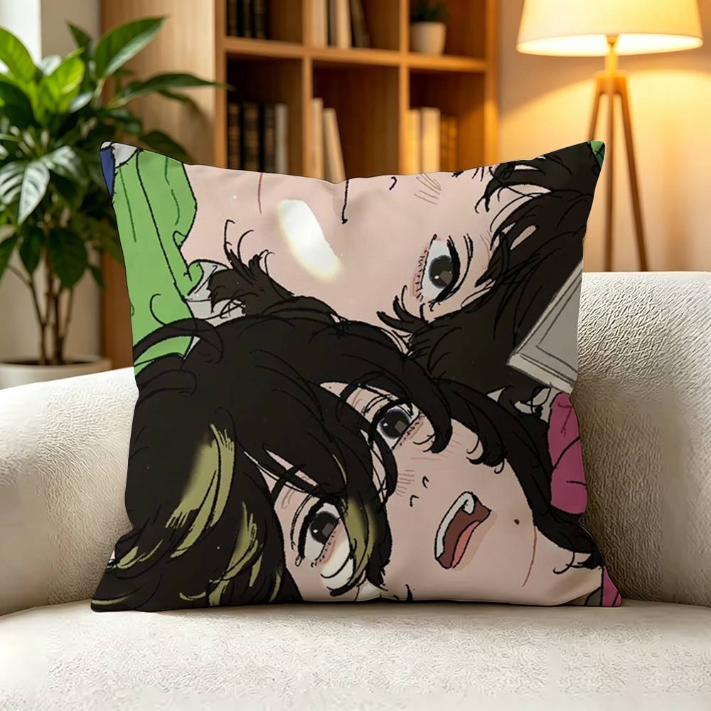 L-Look Back Fujino Kyomoto Drawing Girl Manga Square Double-Sided printed Pillow Case Bedroom Bedside Pillow Sofa Cushion Cover
