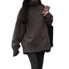 Women's Pure Wool High Neck Sweater, Loose Fit Plus Size, Mid-Length for Autumn/Winter, Covers Buttocks, Cashmere Knitwear