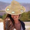 Straw Beach Sun Hat with Adjustable Chin Strap Wide Brim Sun Beach Hat for Travel Family Accessories