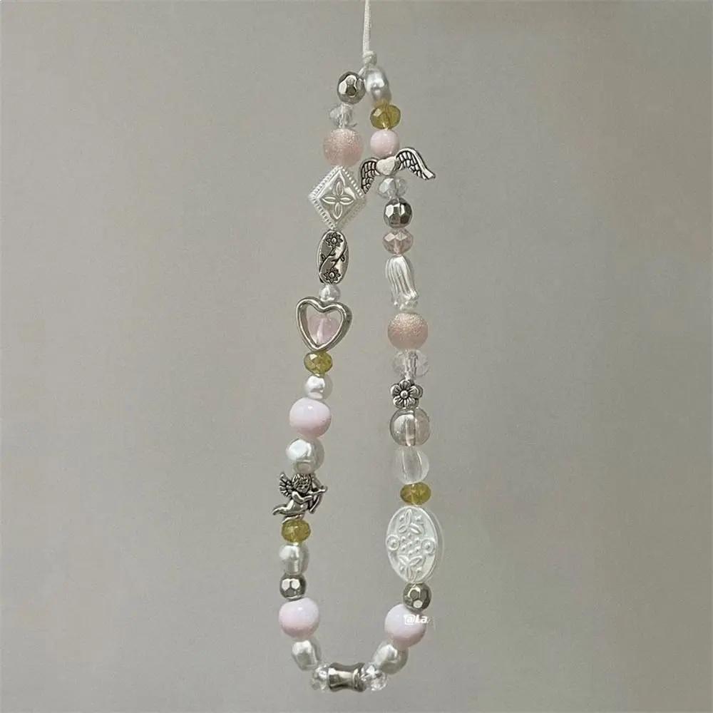 Star Pearl Beaded Phone Chain Phone Charms Anti-Lost Phone Strap Wrist Strap Handmade Mobile Lanyard Women Girls