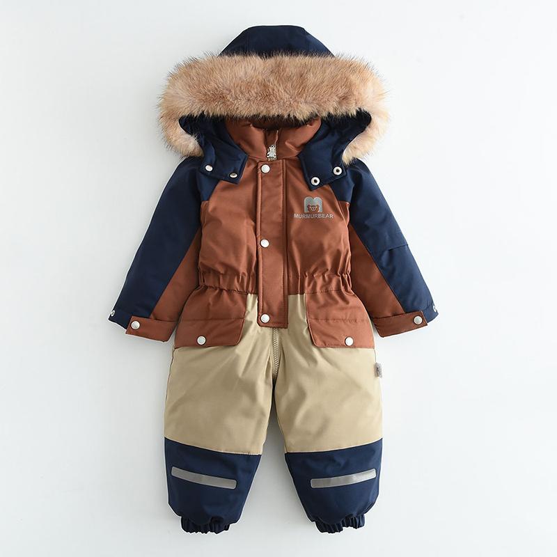 Baby Wintermantel Verdicken Baby Jumpsuit Warm Kinderjacke Wasserdicht Kinder Skianzug Kapuzen Baby Schneeanzug