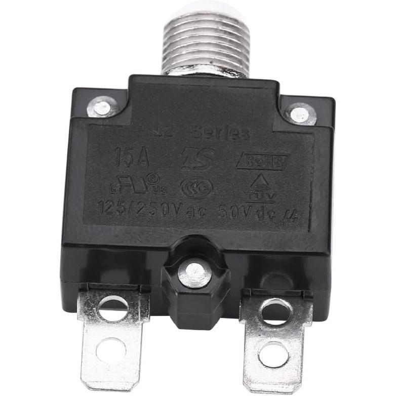 Thermal Overload Protector, AC 125/250V Push Reset Button Circuit Breaker Protector(15A) Thermal Circuit Breakers Reset Button Way 101 15 Amp Reset
