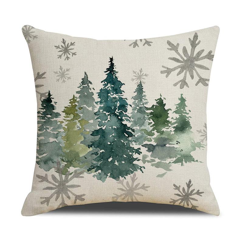 Christmas Pillow Case Christmas Tree Linen Print Sofa Cushion Home Living Room Cushion Combination Pillow