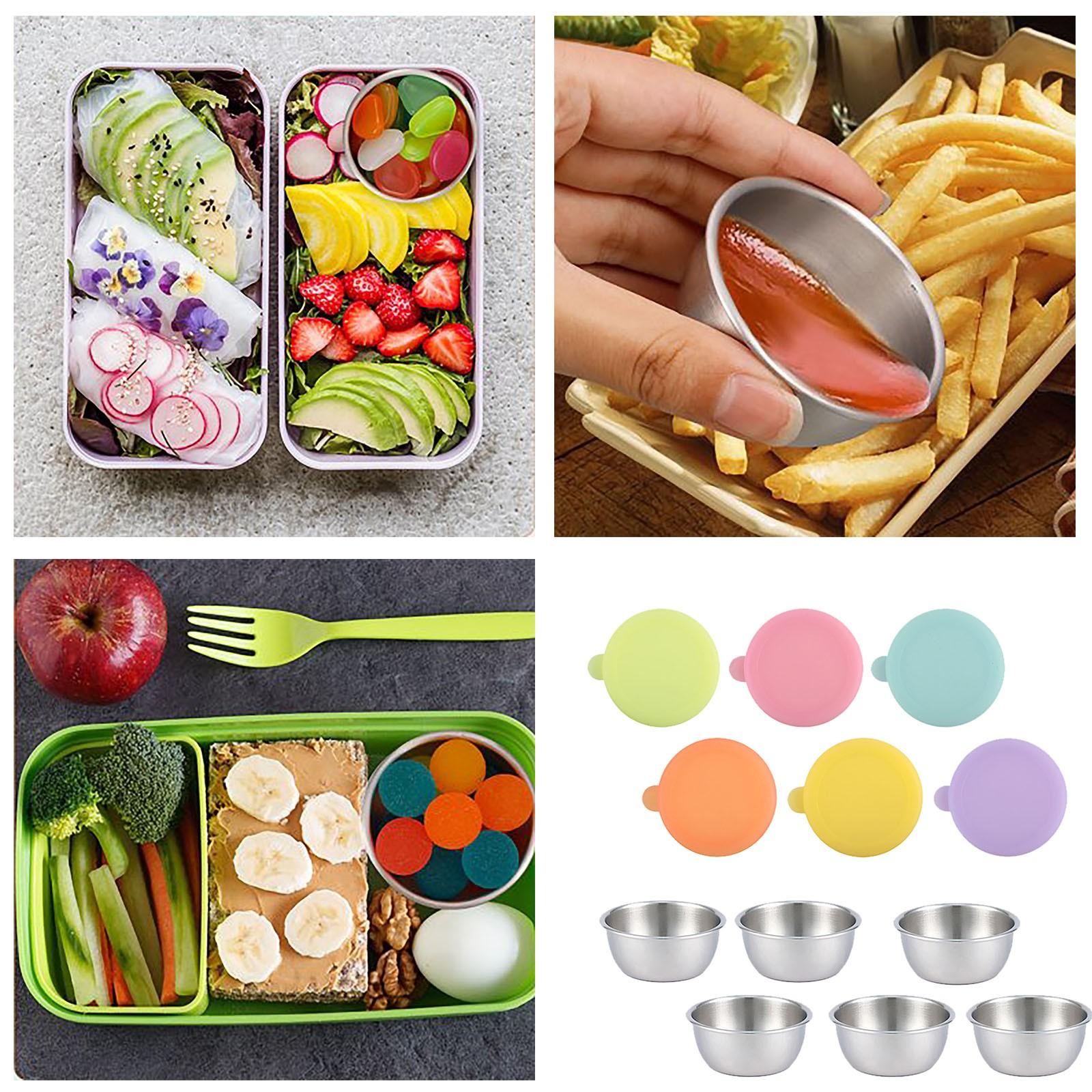 

1pc Salad Dressing Container Reusable Stainless Steel Cup And Leakproof Silicone Lids For Lunch Box And Picnic Kitchen Tools розовый