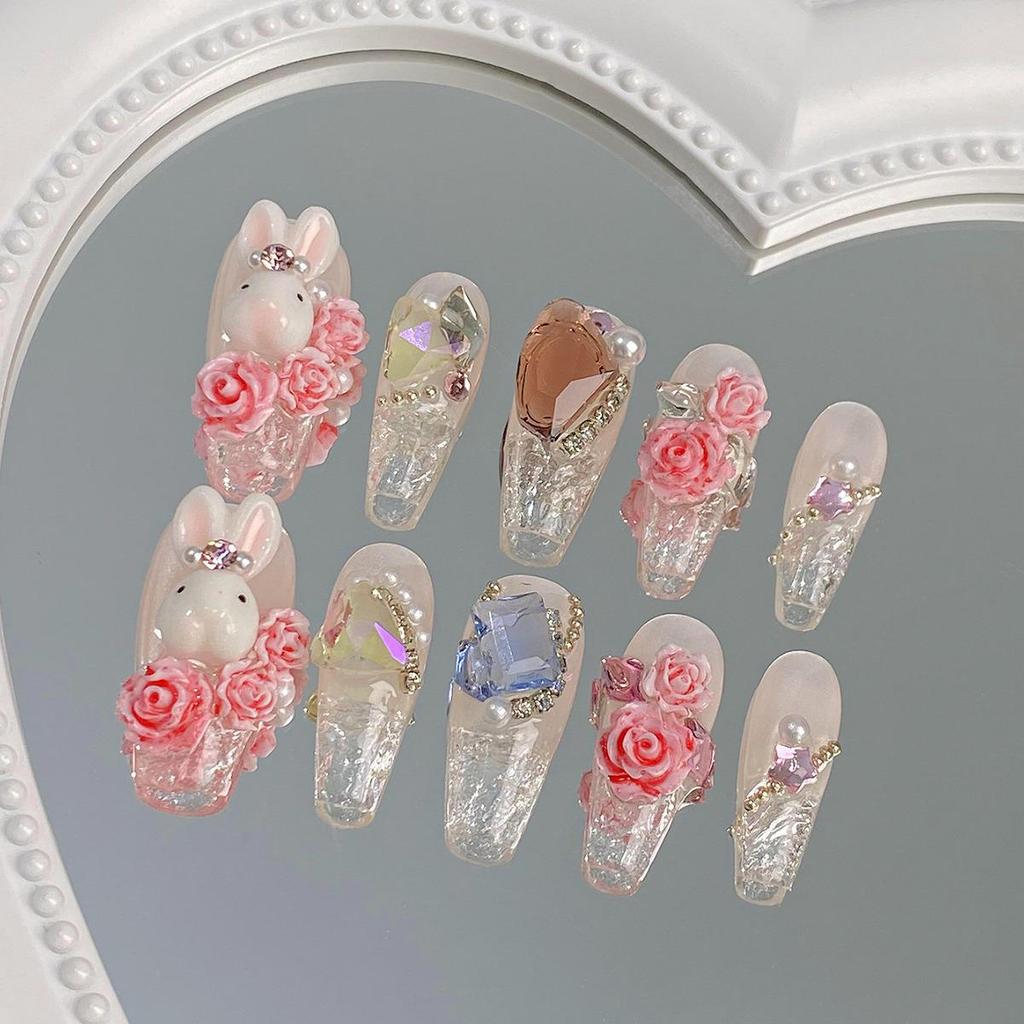 Camellia Bling Glazed Wearable Transparent Nail Art Patches