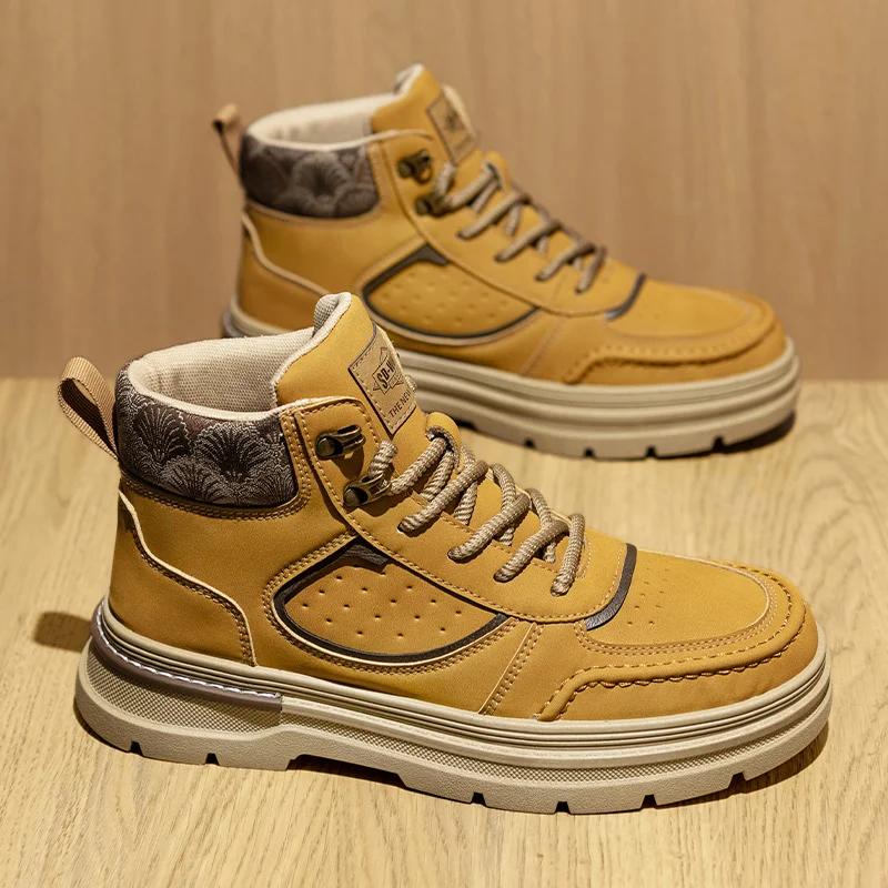 Autumn and Winter New Men's Boots High Top Work Safety Shoes British Style Trendy Classic Casual Shoes for Men Non-slip Shoes