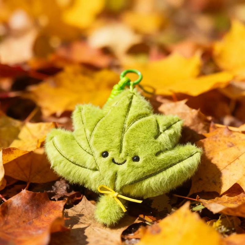 Green Pomelo Leaf Plush Pendant Car Keyring For Dispelling Bad Luck Home Bedroom Decoration Backpack Charms Birthday Gift