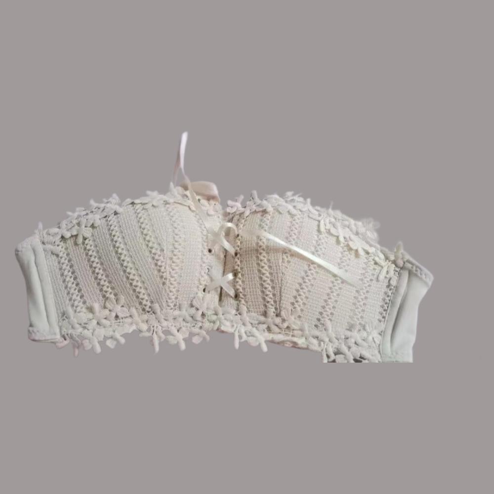 Soutien-gorge ajustable en dentelle brodée sans anneau en acier avec cordon de serrage et soutien supérieur et seins complémentaires pour femme Hotsweet