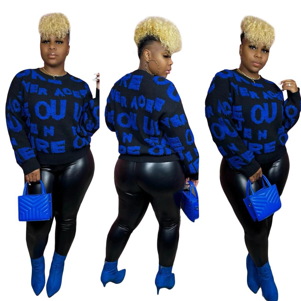European and American Women's Autumn Winter Street Style Round Neck Thick Knit Sweater