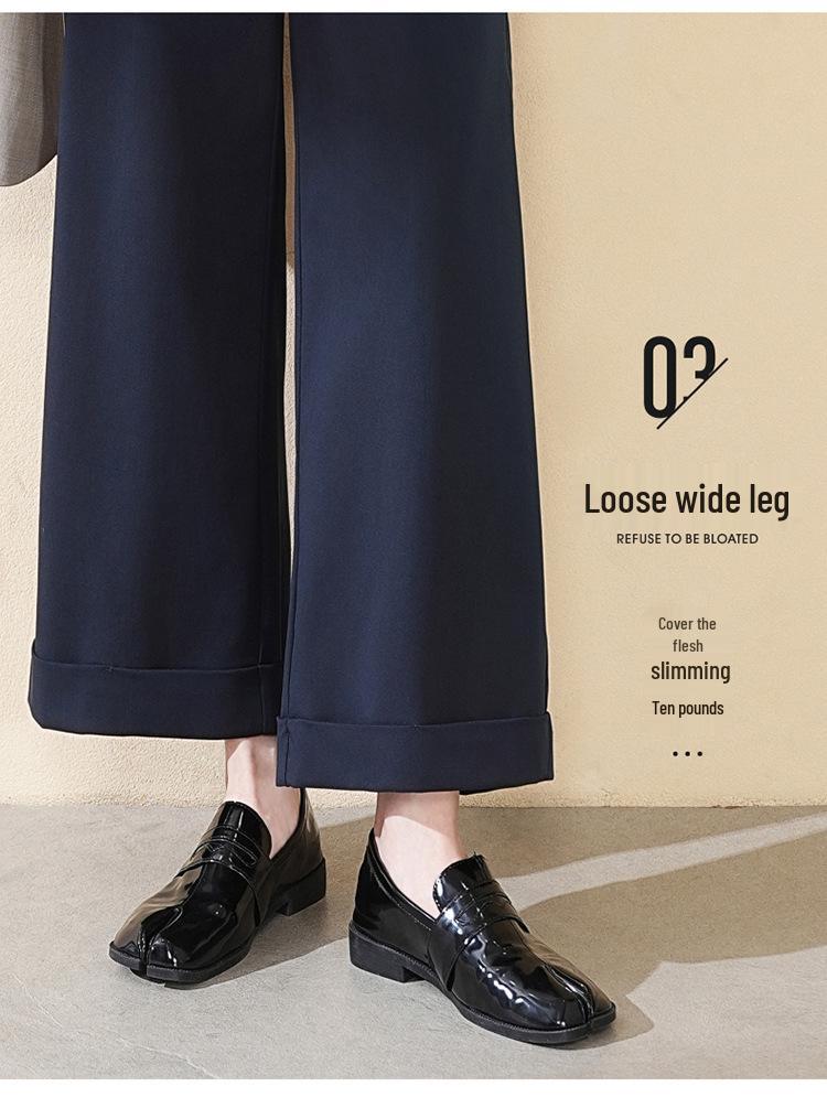 Tian Silk Wool High-Waist Wide-Leg Pants for Women - 2025 Spring/Autumn