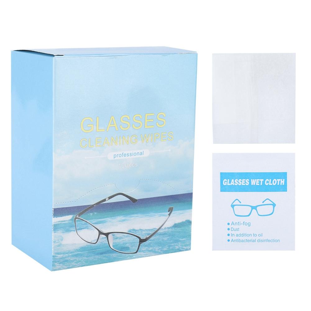 

100PCS Glass Resin Lens Clean Wet Wipes Cleaning Disinfection Antibacterial