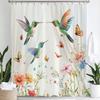 1Pc Colorful Flowers And Birds Print Waterproof Shower Curtain Partition Privacy Hanging Curtain With 12 Hooks Machine Washable