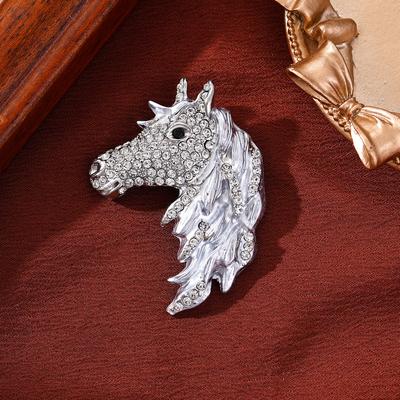 New Creative Personality Horse Head Brooch Fashion High-end Animal Zodiac Horse Brooch Pin Men's Suit Accessories