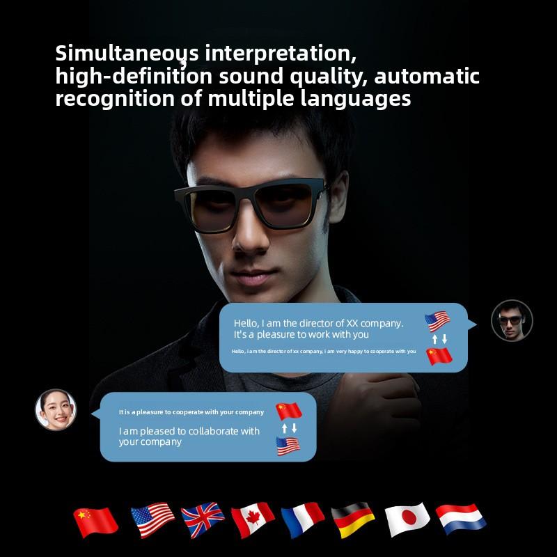 Outdoor Sports AI Intelligent Translation Sunglasses Driving Sunglasses Retro Square Sun Eye Bluetooth Glasses