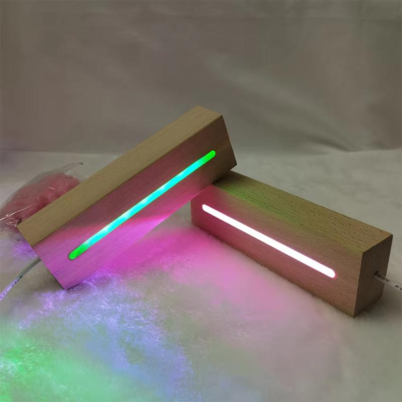 Xiaomi Rectangle Solid Beech Wooden LED Base For Resin Letter Lamp Acrylic Glass Resin Art Wood Light Display Base Led Stand Dropship