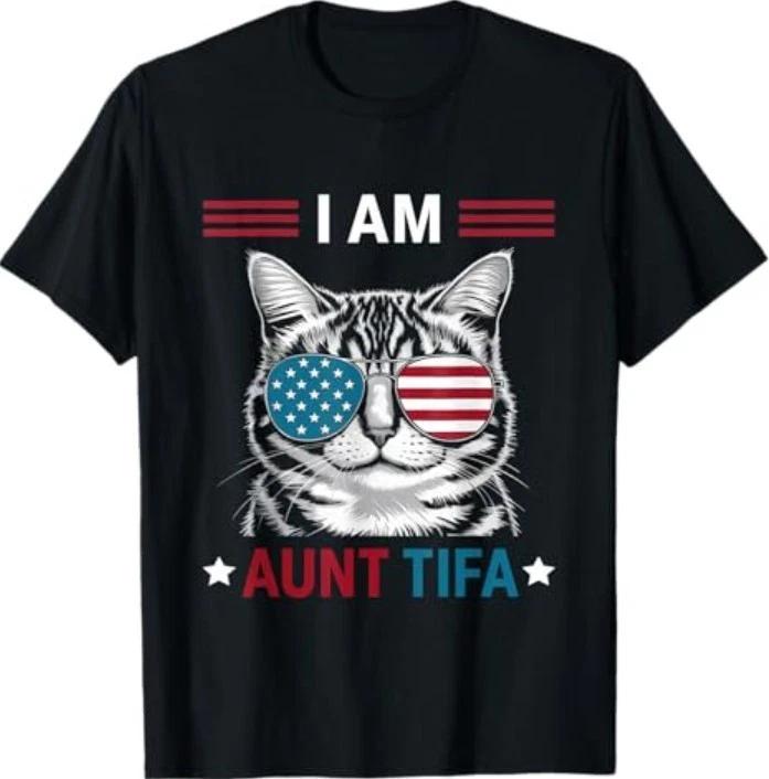 I Am Aunt Tifa Cat Patriotic T-Shirt M