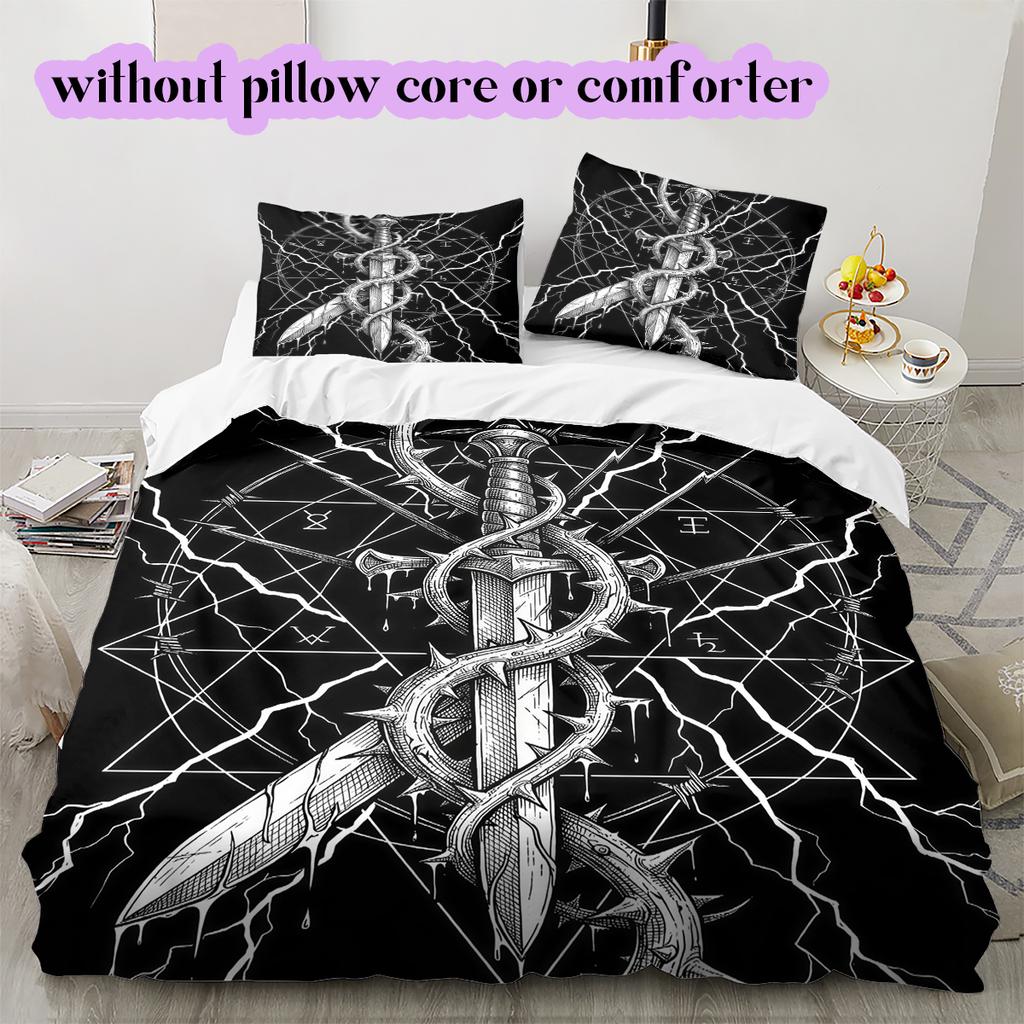 Thorn items Pattern Bedding Quilt Set Quilt Cover Pillowcase Home Decoration Birthday Gift (1 * duvet cover + 2 * pillowcase, without core)