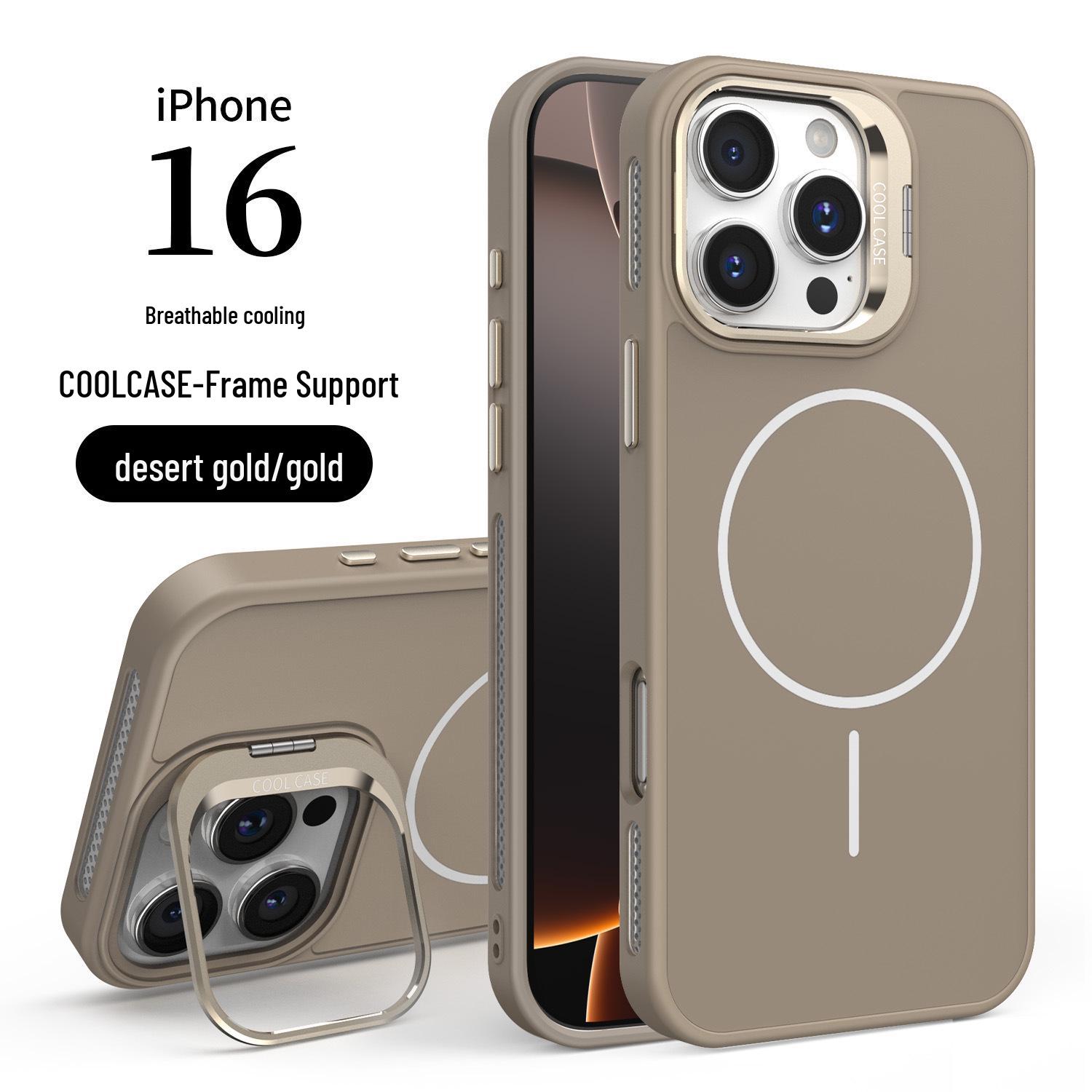 

Apple iPhone 17 Pro Max Magnetic Case: Frosted Skin-Feel, Heat Dissipation Mesh, Lens Protection, Stand Function iPhone 13