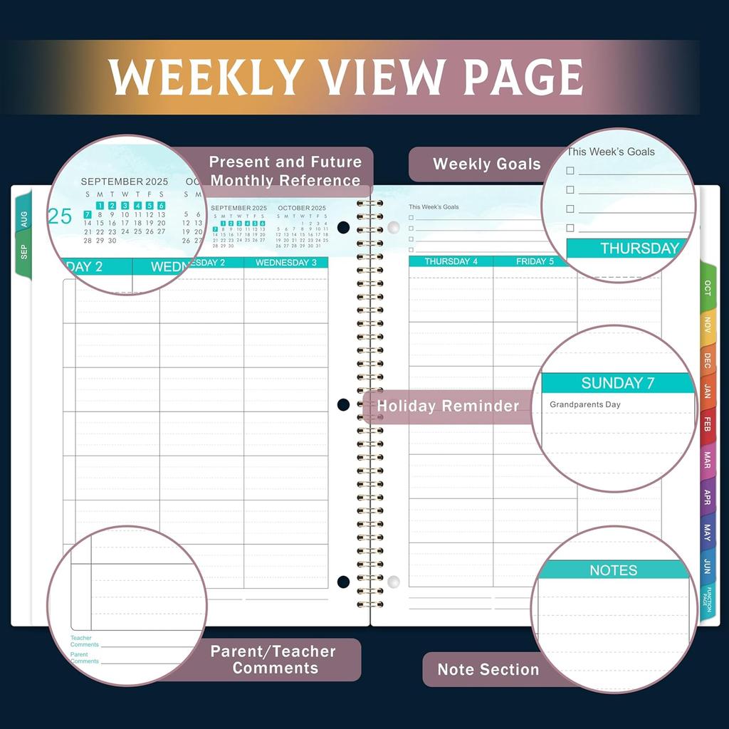 Student Planner 2025-2026 - Academic Student Planner 2025-2026, Aug. 2025 - Jun. 2026, 8.5'' x 11'', School Planners with Stickers, Week's Goals,