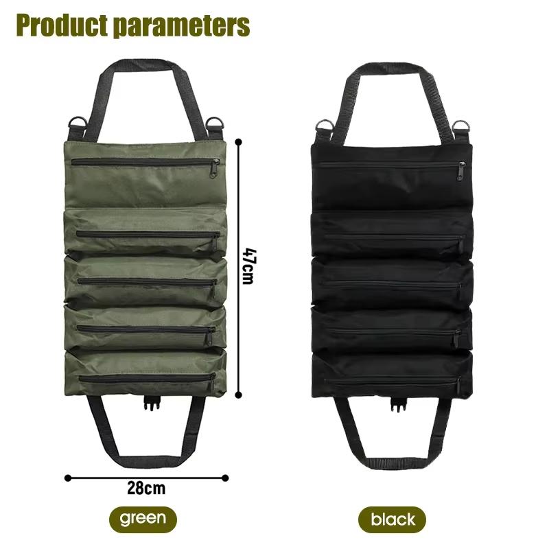 Heavy-Duty Roll-Up Tool Bag - Oxford Fabric Multi-Tool Organizer All-in-One Garage Storage For Mechanics/Electricians/Carpenters