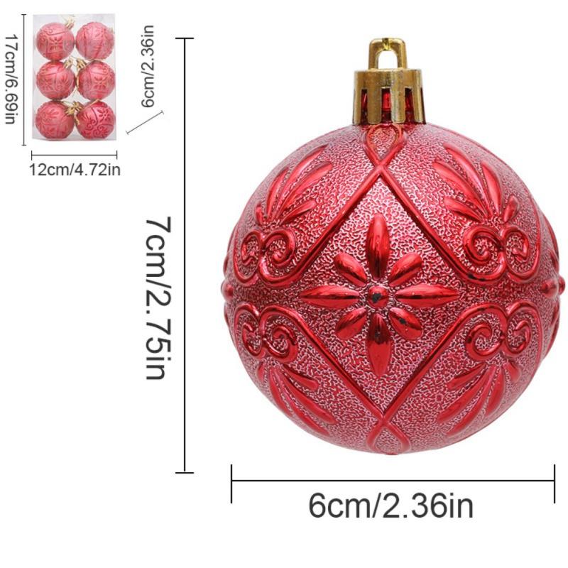 

6ct Christmas Balls Tree Ornaments Shatterproof Christmas Tree Decorations Set Reusable for Holiday Xmas Tree Decor New Year 6cm червоний