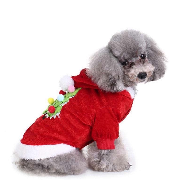 Dog Clothes Christmas Costume for Puppy Dog 2Pcs Red