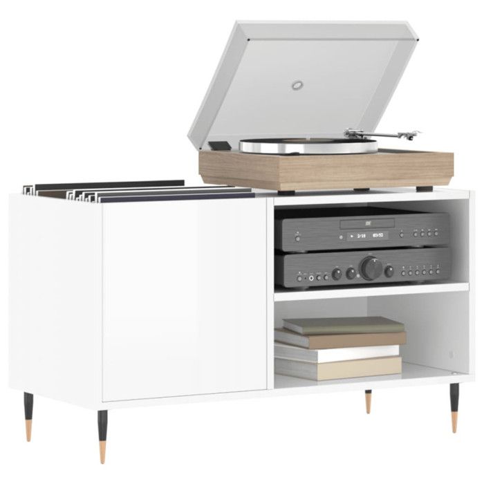 VidaXL Record Cabinet High Gloss White 85x38x48 Cm Engineered Wood 831694