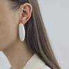 Cocoon Series White Brushed Striped Oval Stud Earrings: Women's 2025 Silver Needle Design