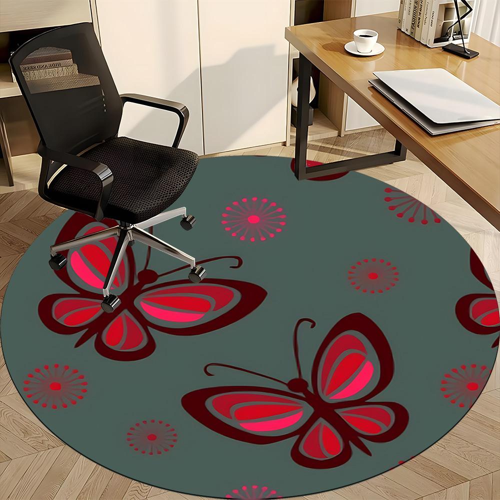 1pc Butterfly Pattern Chair Carpet for Office, Indoor Non Slip Washable Polyester Fiber Carpet,
