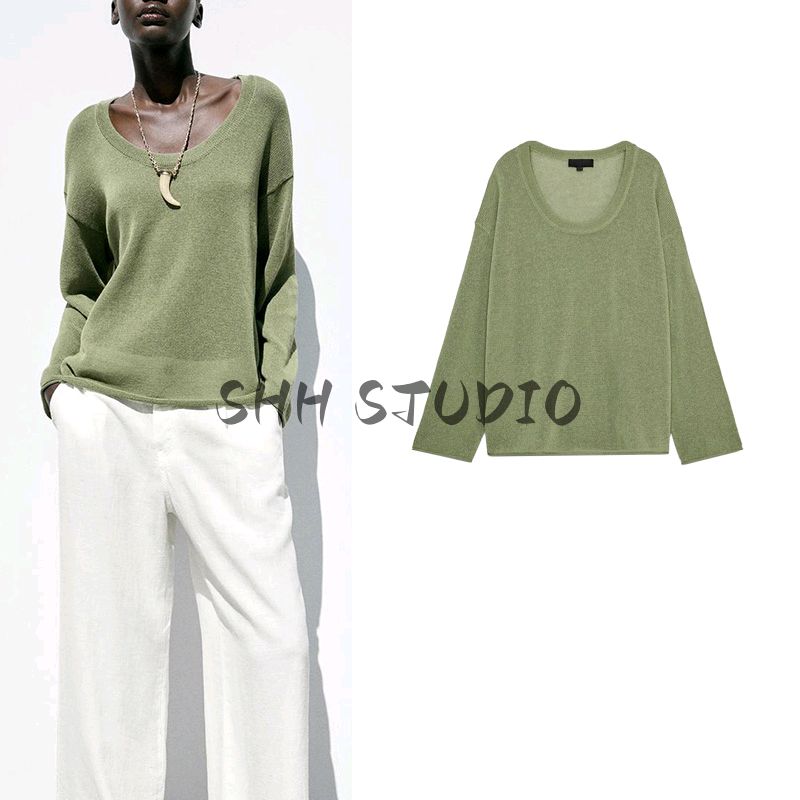 Summer New Women clothes French style Design Knitted Holiday Style Long sleeve round Neck Knit 5536029