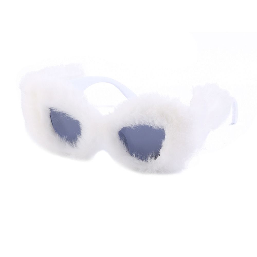 Korean Cat's Eye Frame Plush Sunglasses Sun-Protective Photos Decoration Travel Sunglasses Outdoor Bride Eyewear For Women Girls