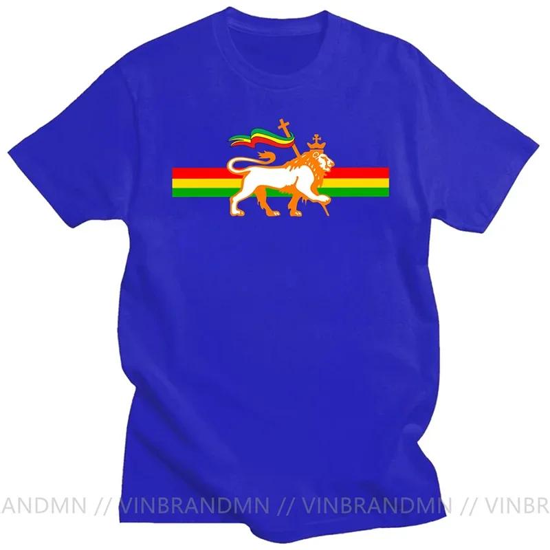 Novelty Red Yellow Green Stripes Rasta Lion Of Judah T Shirt Unisex Rastafarian Reggae Ethiopian Lion Flag Tshirt Jamaica Clothing