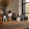 Halloween Wooden Witch Hat and Pumpkin Tabletop Decor for Home