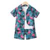 Jungen Sommer Blumen-Revers-Strickjacke Hemd und Shorts Set