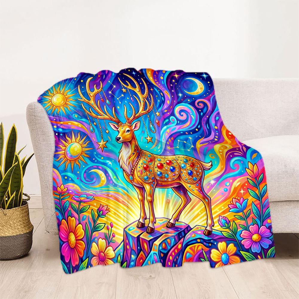 Magical Deer Fantasy Blanket,Suitable for sofas, offices, travel, living rooms, Gifts to relatives and friends, Blanket,Suitable for all seasons.