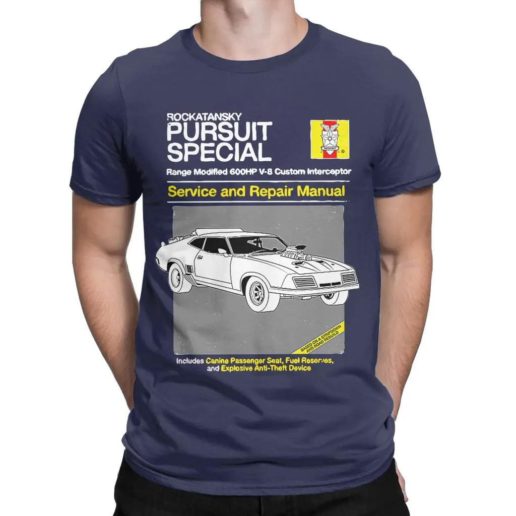 Men's T-Shirts V-8 Interceptor Service Repair Cotton Tee Shirt Short Sleeve Mad Max Fury Road T Shirt Round Collar Clothing