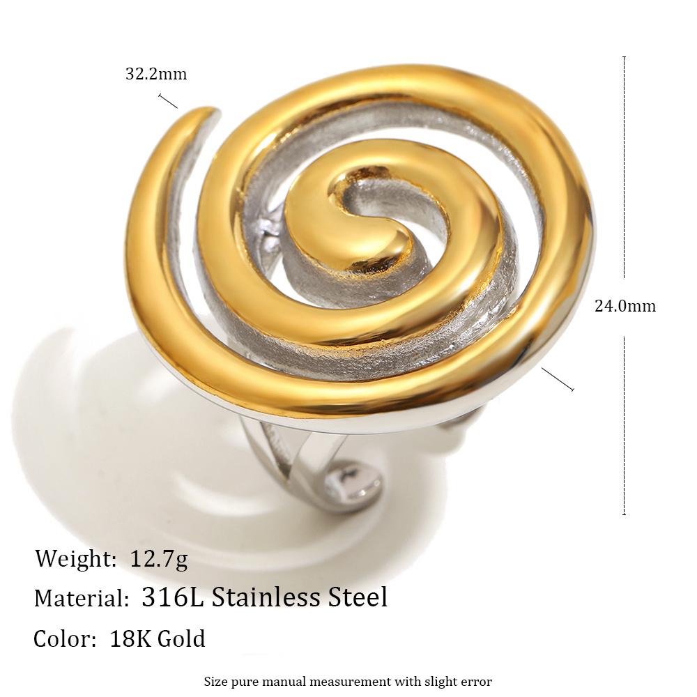 

MamacitaSlay Unique 316L Stainless Steel Double Color Spiral Open Ring Party Waterproof Jewelry Women s Charm Ring 2025 Gift 6