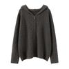 Women's Retro Cashmere Hooded Knit Sweater - Autumn/Winter Loose Zip Cardigan