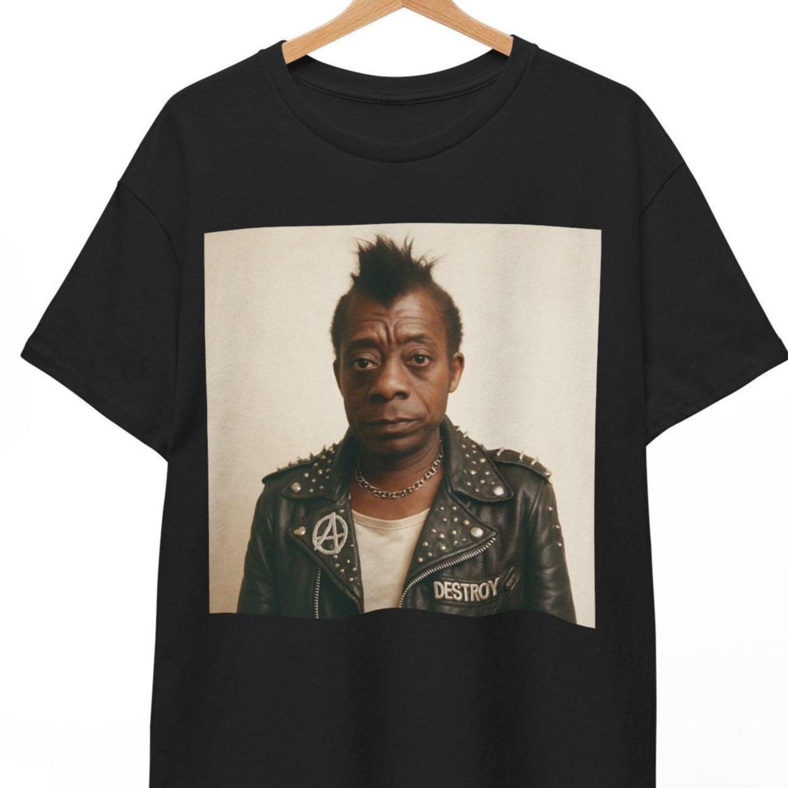 James Baldwin Punk Rock T-Shirt: Vintage Graphic Tee, Book Lover Gift 2XL