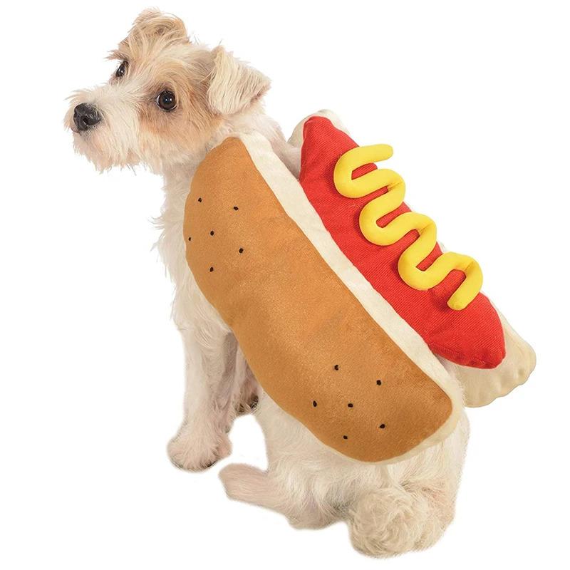 Vtipné halloweenské psí kostýmy ve tvaru hot dogu pro jezevčíka, nastavitelné oblečení pro mazlíčky, kostým na párty pro kočku