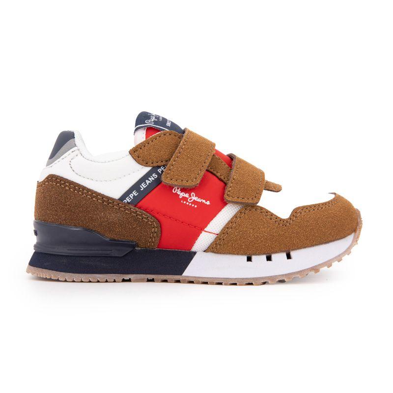 Baskets à scratch london nut brown suédine Enfant PEPE JEANS