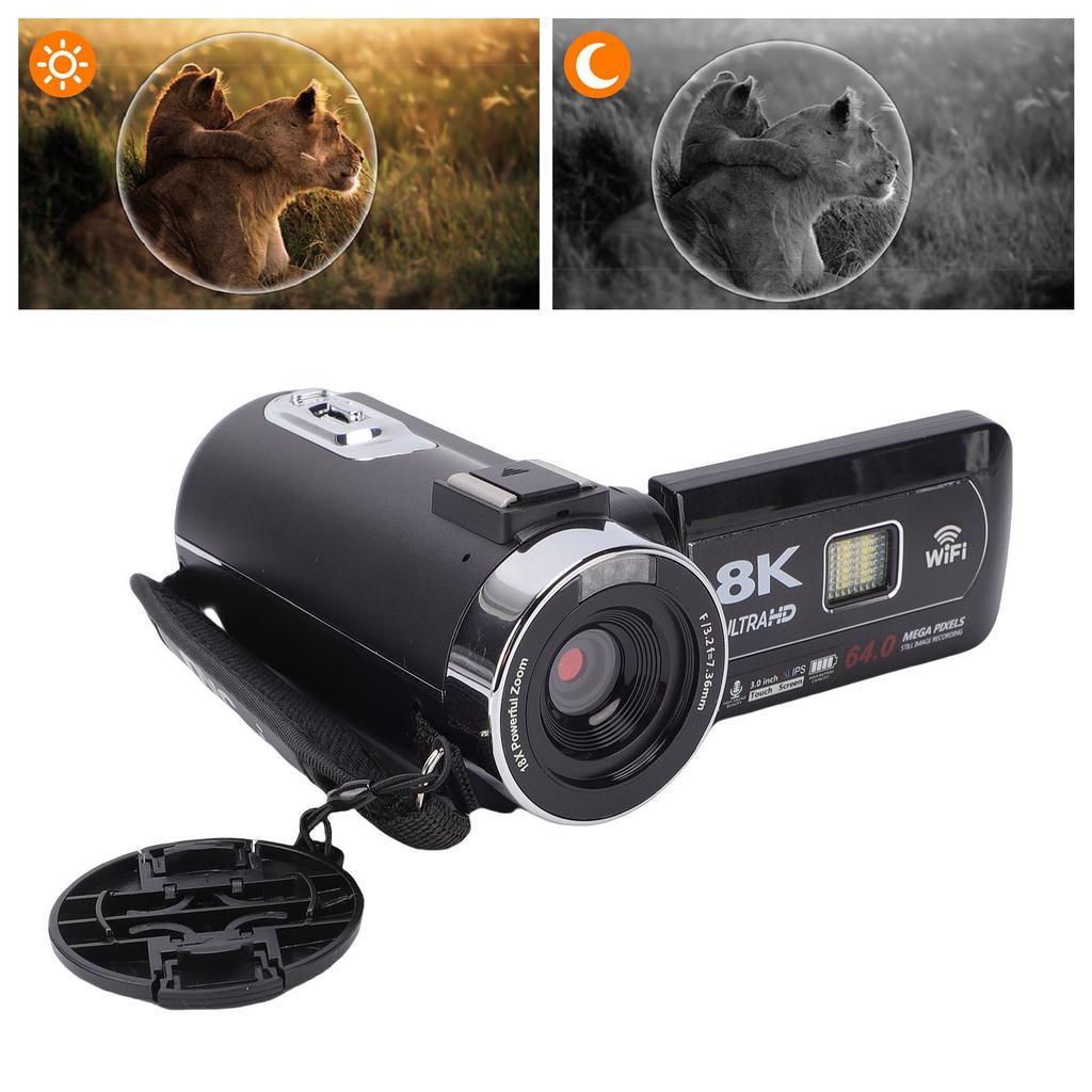 8K Video Camera 3 Inch 18X Digital Zoom Multifunctional 6 P Camcorder for Travel