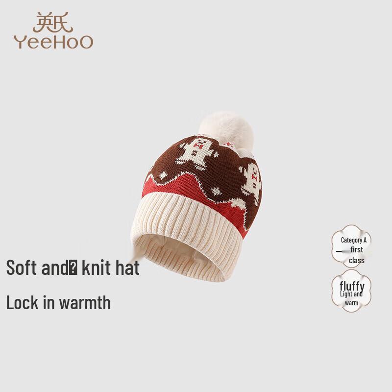 YEEHOO Kids Gingerbread Boy Jacquard Knitted Beanie Hat 50CM
