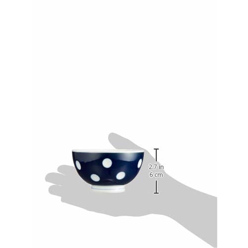 Hasami Ware "essence" Negative/Positive Polka Dot Bowl, Negative (Blue), 11cm Diameter, 40508