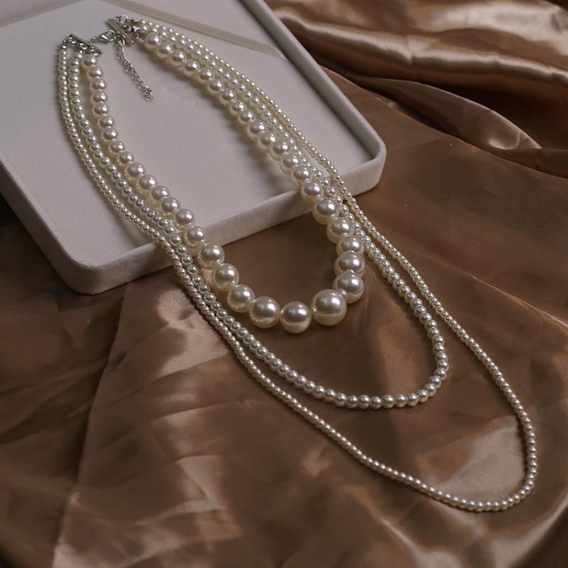 Women Girls Fashion Pearl Camellia Long Milti-layers Necklace Chains Elegant Lady Wedding Party Dress Jewelry Necklaces
