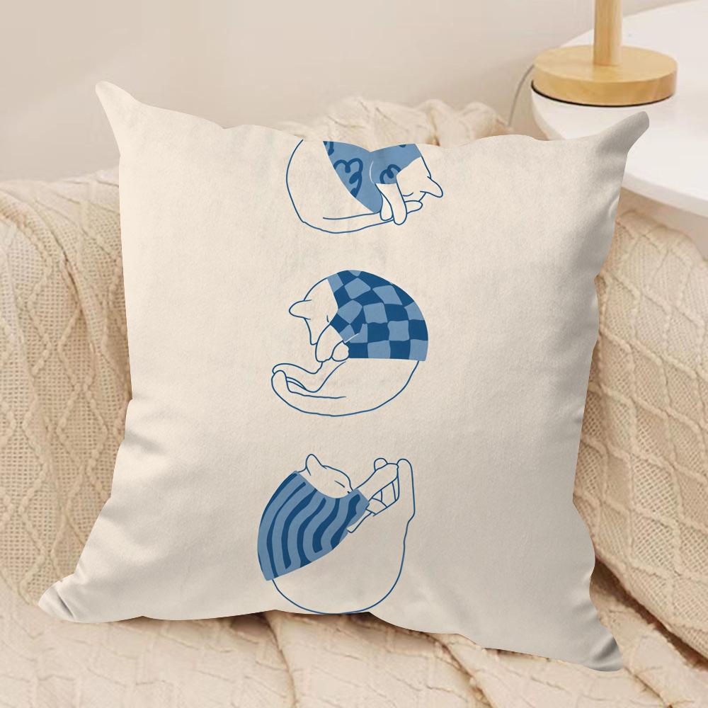 

Minimalist Sleepy Cats Cushion Cover Soft Plush Fabric DoubleSided Printed Cushion Covers for All Seasons Modern HomeDecor Gift 30x30cm