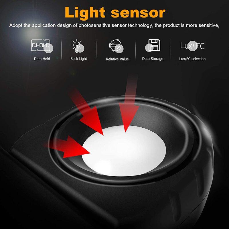 HP-881E Luxmeter Lumen Meter Handheld Light Calibrator with 270° Rotatable Detector, Measuring Range 0.1~300,000Lux