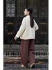 Silent Recitation: Women's Retro Quilted Vertical Stripe Cotton Jacket with Stand-up Collar and Frog Buttons